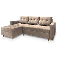 ROHOVÁ SEDAČKA MILO béžová - hnědá/béžová, dřevo/textil (220/140cm) - MASSENO