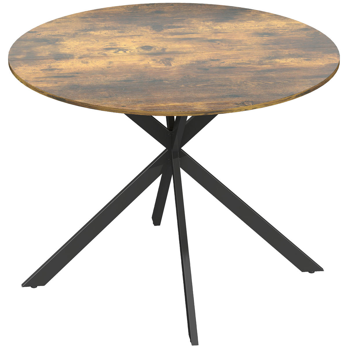 ESSTISCH rund Dunkelbraun 120/120/75 cm - Braun, Metall (100/100/75cm) - HOMCOM