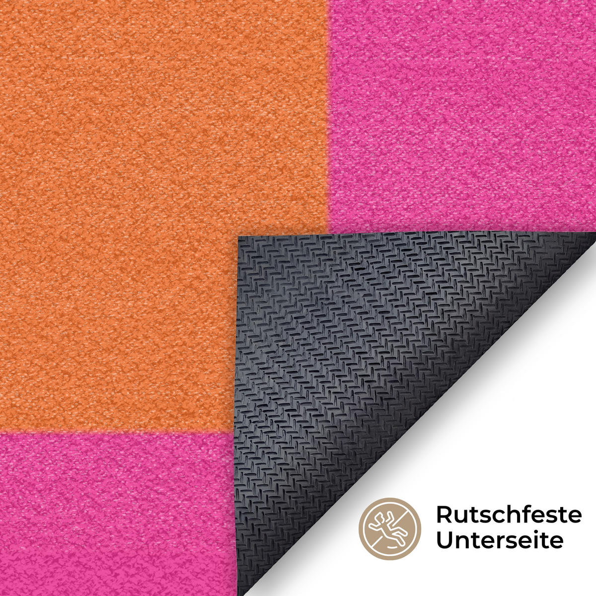 FUSSMATTE Schachbrettmuster - Orange - Rosa - Blöcke Schmutzfangmatte 180x120 cm - Pink, Kunststoff (180/120cm) - MuchoWow