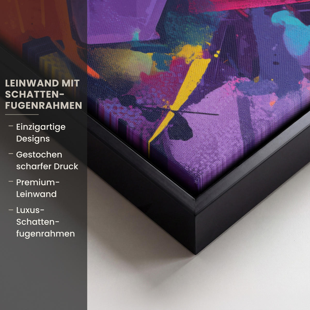LEINWAND Bilder mit Rahmen - Abstrakt - Formen - Farbenfroh - 80x60 - Magenta, Textil (80/60cm) - MuchoWow