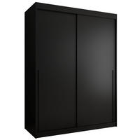 SCHWEBETÜRENSCHRANK 150 cm Breite, schwarz mit schwarzem Griff - Schwarz, Holzwerkstoff (150/200/62cm) - Home Collective
