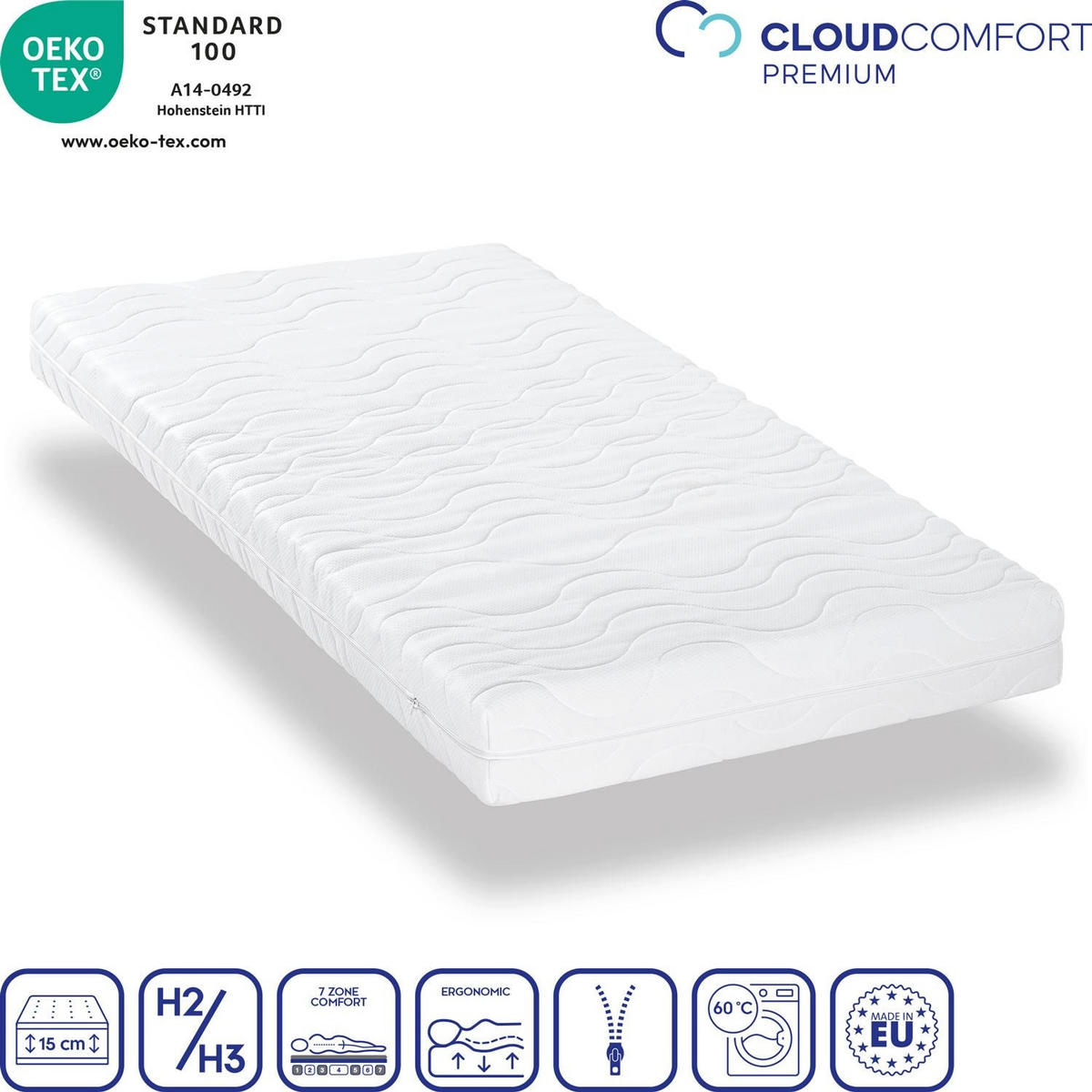 KALTSCHAUMMATRATZE Premium 90x200 cm - Weiß, Textil (90/200cm) - CloudComfort