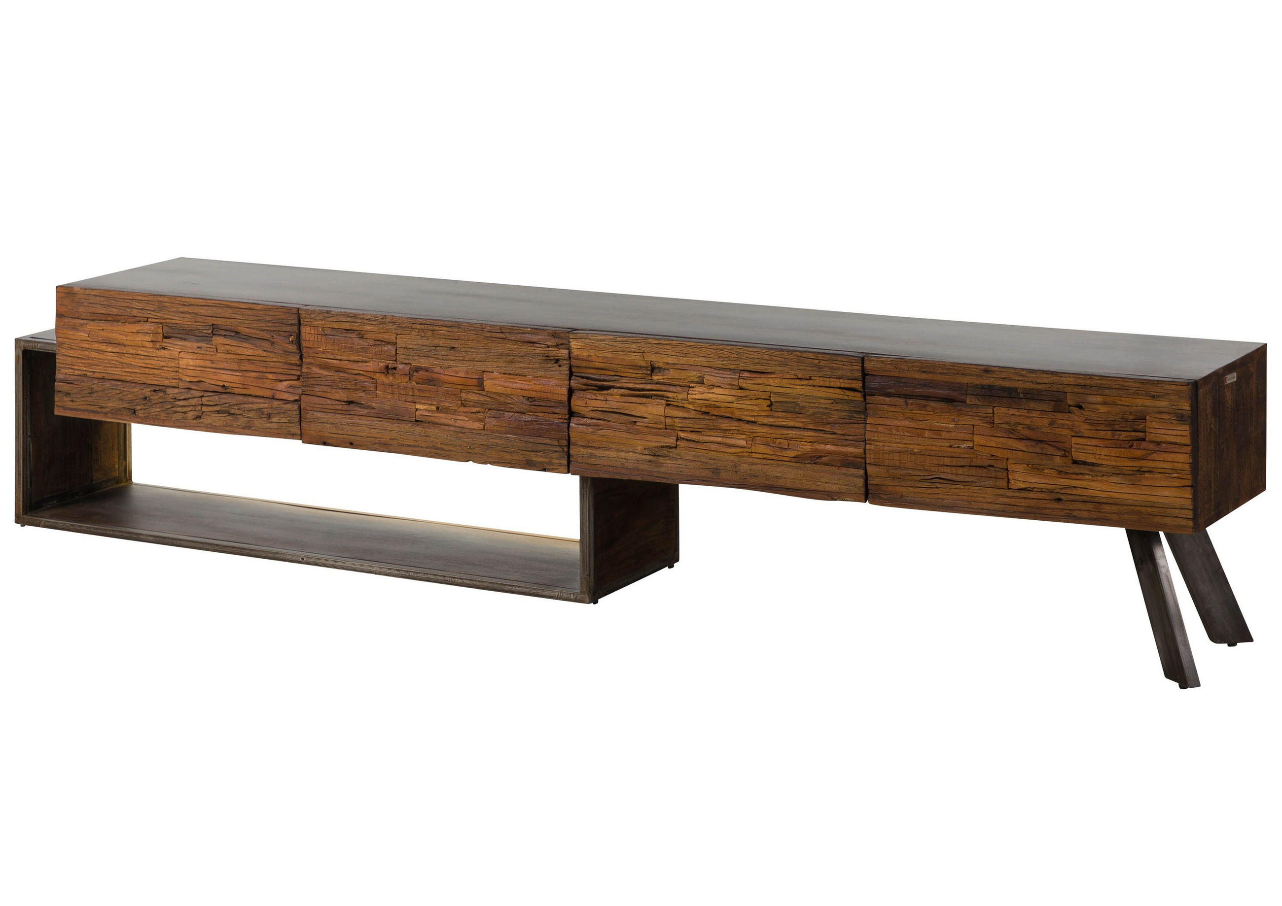 LOWBOARD Akazie / Altholz 240x40x50 braun lackiert SEVILLA #16 - Braun, Holz (240/50/40cm) - Massivmoebel24
