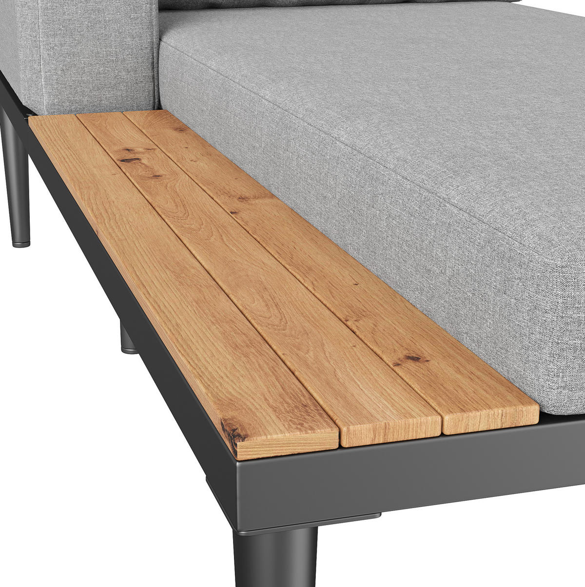 GARTENLIEGE 150/140/30 cm grau aus Metall und Polyester teilbar - Grau, Metall (150/30/140cm) - OKWISH
