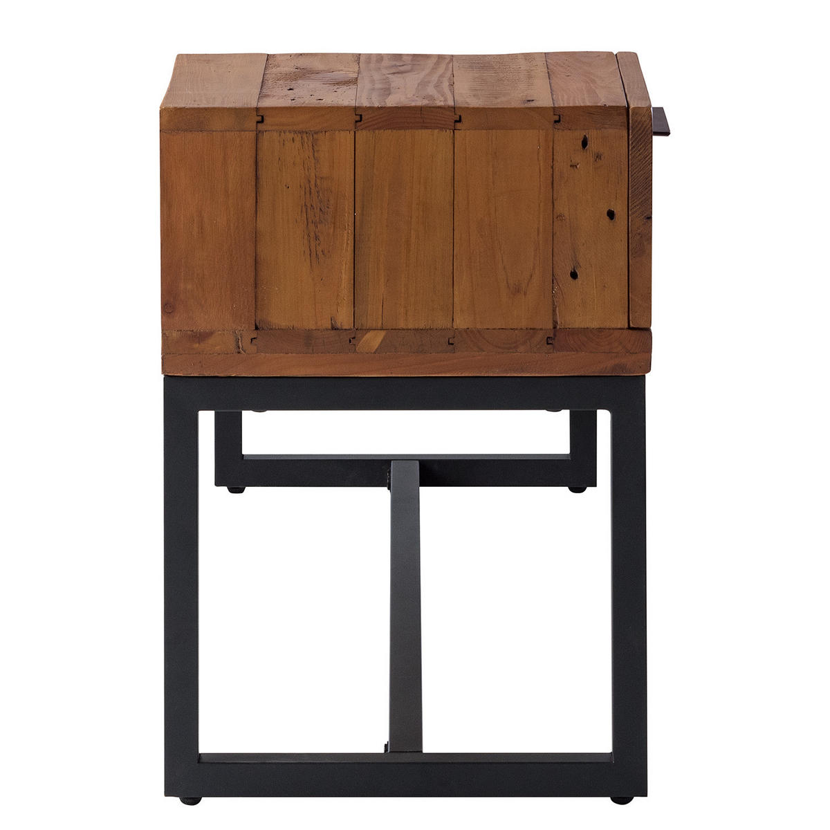 GARDEROBENBANK - Kunstleder / Pinie massiv - Schwarz/Pinienfarben, Holz (110/59/41cm) - home24