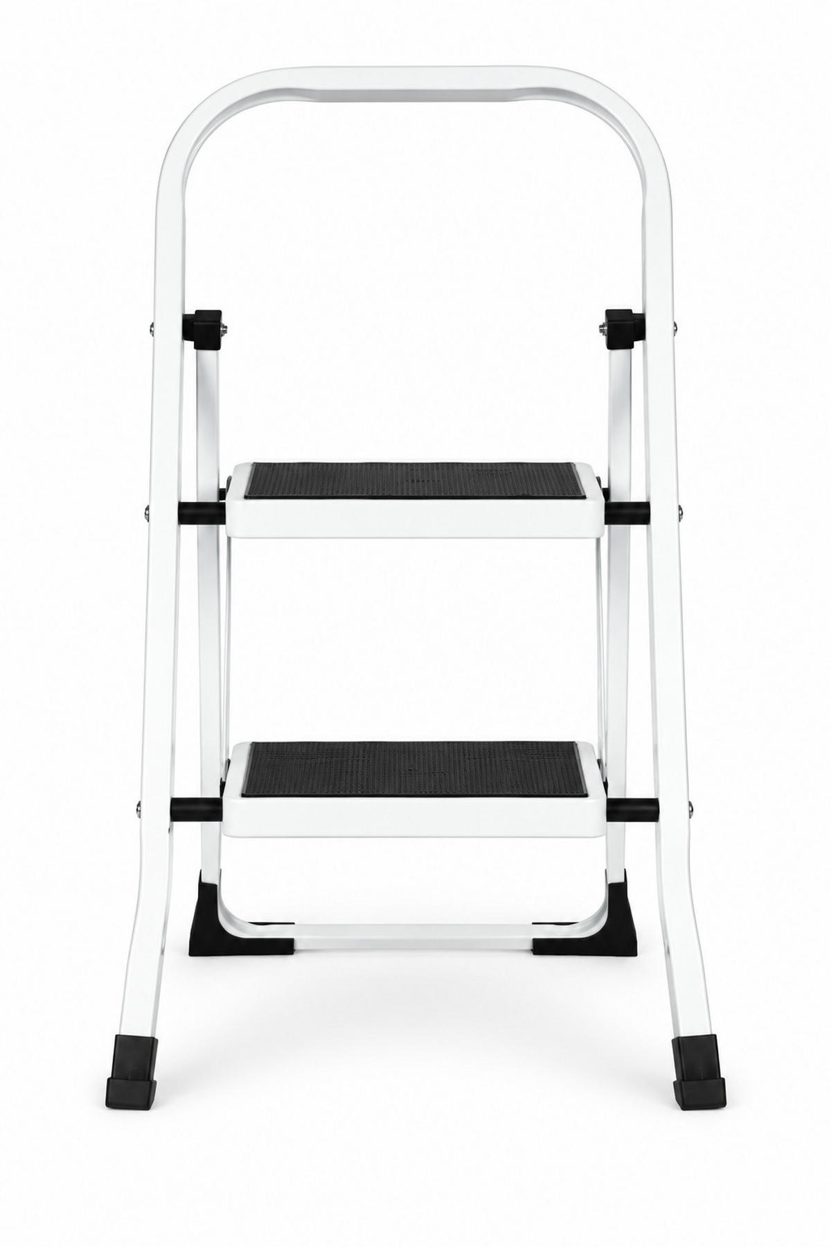 KLAPPTRITTLEITER 2 Stufen Weiß - Schwarz - Schwarz/Weiß, Kunststoff/Metall (48/81/47cm) - Mat-Haus