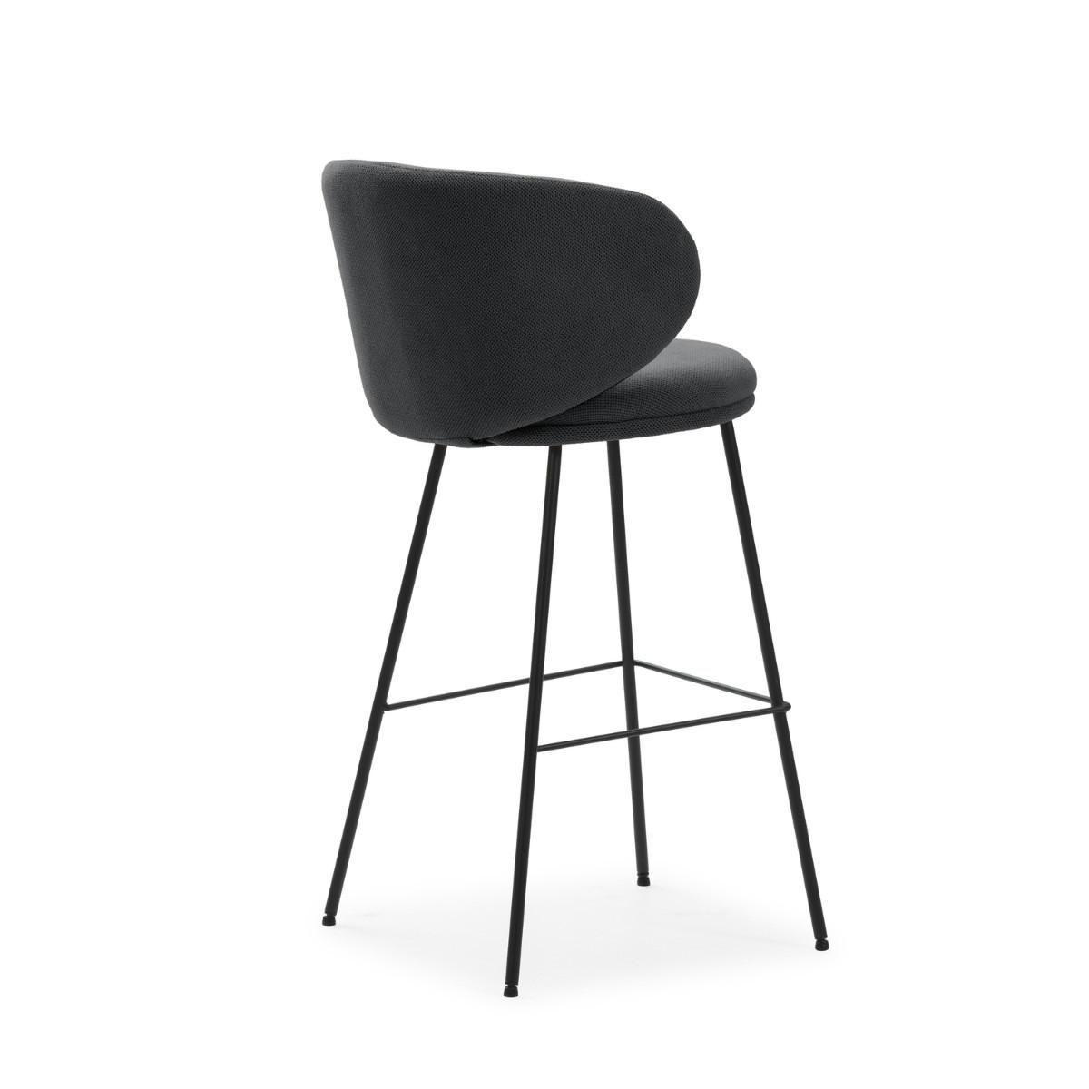 BARHOCKER (Set aus 2) aus Stoff mit schwarzen Metallbeinen - rush 56/53/65 cm - Dunkelgrau, Textil (53/65/56cm) - Calicosy