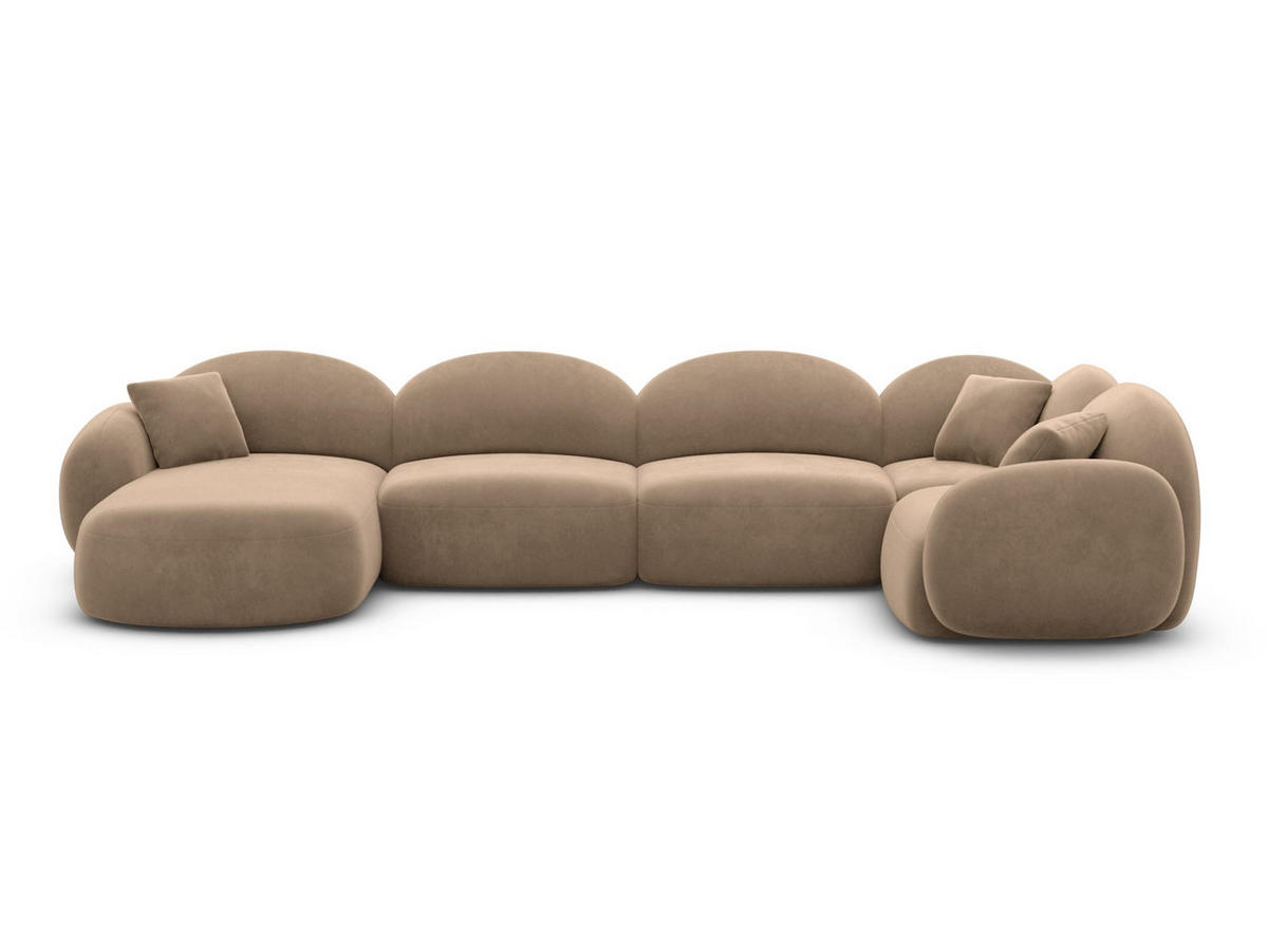 WOHNLANDSCHAFT Mirello U-Form Braun Samtstoff - Braun, Kunststoff (333/77/193cm)
