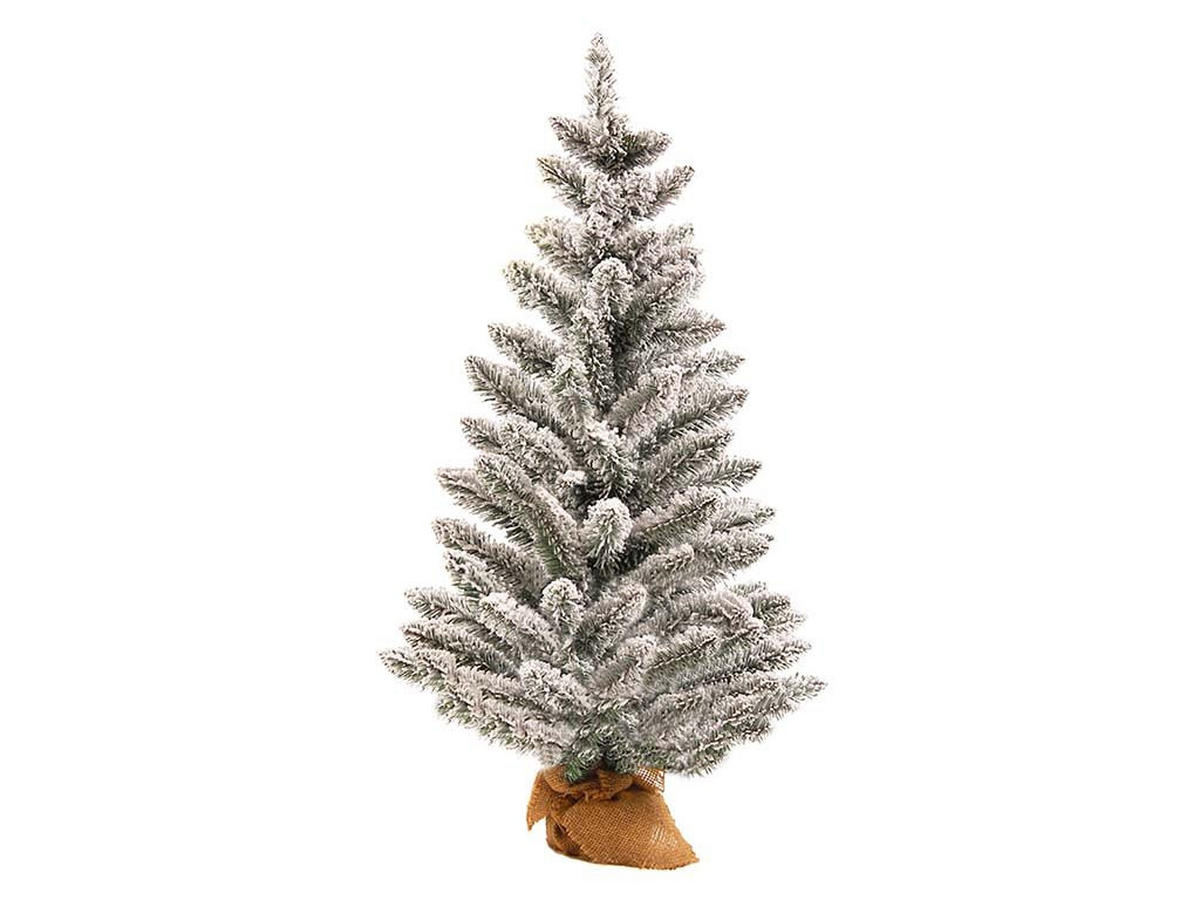 WEIHNACHTSBAUM künstlicher 60 cm – SILBERWEIHNACHTEN II, mit 34-teiligem Weihnachtsbaumschmuck, mit LED-Beleuchtung, inkl. Pflanztopf mit Jutesack - Silberfarben/Weiß, Kunststoff/Stein (40/60cm) - LAALU