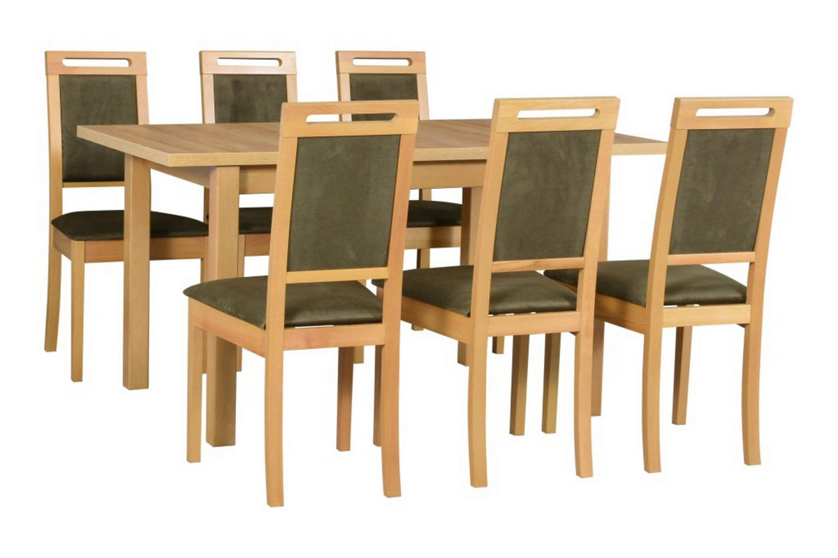 ESSZIMMERSTUHL Set 4x ROMA 15 grandson, zetta 297 - Waldgrün/Birkefarben, Holz (45/96/41cm) - Leaf Design