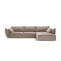 ECKSOFA rechts Kaelle aus Samt cappuccino 4 Sitzplätze - Cappuccino, Textil (171/308cm) - Micadoni