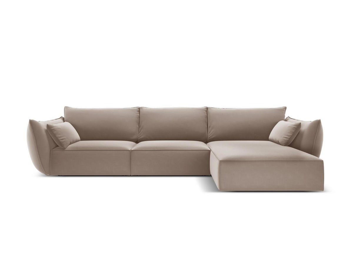ECKSOFA rechts Kaelle aus Samt cappuccino 4 Sitzplätze - Cappuccino, Textil (171/308cm) - Micadoni