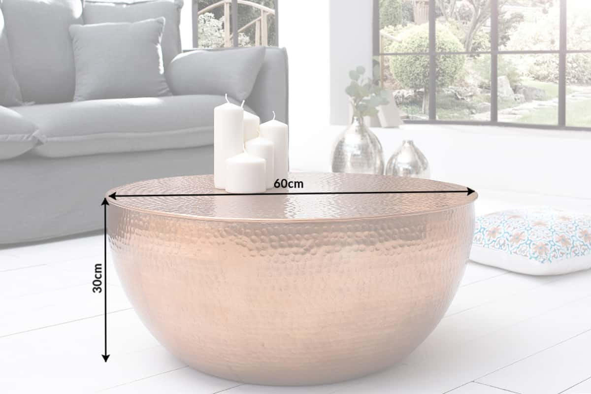 COUCHTISCH ORIENT II Aluminium rund Kupfer 60cm - Goldfarben/Kupferfarben, Metall (60/60/30cm) - riess-ambiente