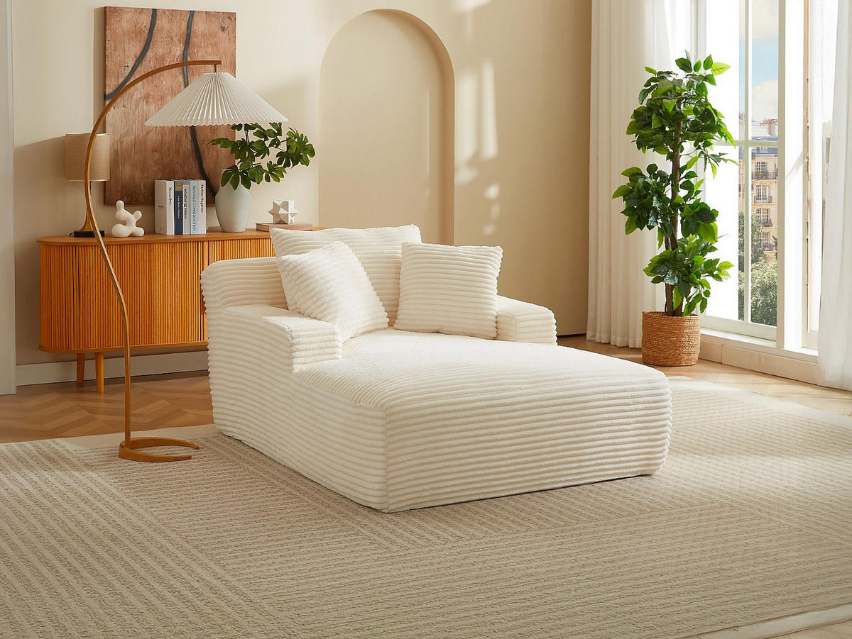 RECAMIERE ohne Schlaffunktion - 1 Person, 2 Personen - Samt - Beige - - Beige, Textil (120/72/168cm) - Vente-Unique