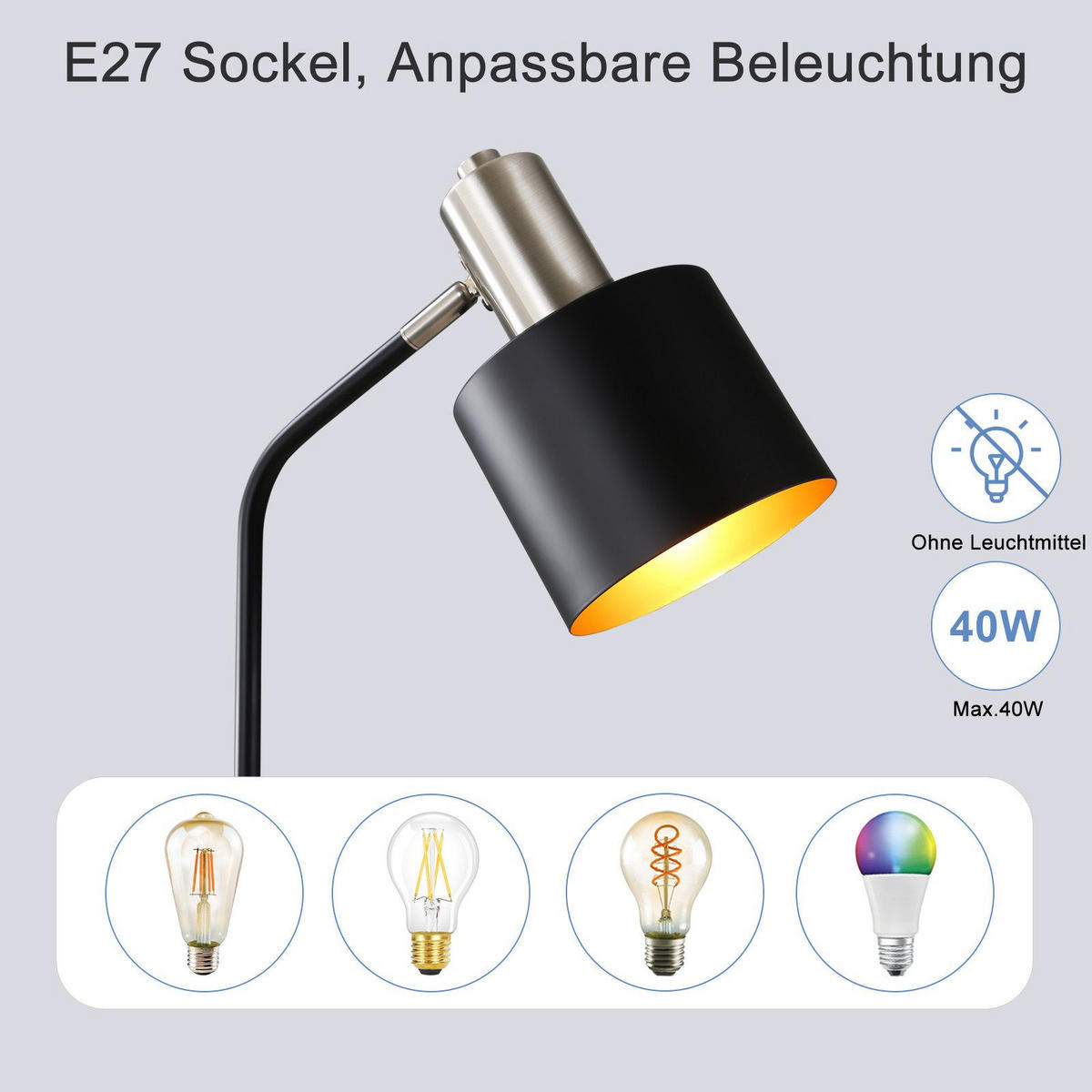 TISCHLEUCHTE Draethk 15.0/44.0/15.0 cm - Schwarz, Metall (15/15/44cm) - ZMH