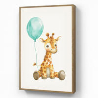 NACHTTISCHLAMPE MIT AKKU Giraffe - Baby - Tiere - Blauer Ballon 60x90 cm - Weiß, Holzwerkstoff (8/60/90cm) - OnlyWow