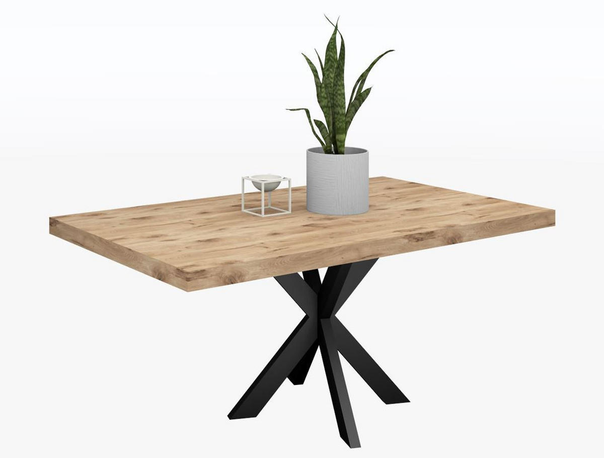 ESSTISCH Elgin 1 175x80x100 Metall+Holzwerkstoff Schwarz/Viking Oak - Eichefarben/Schwarz, Holzwerkstoff (175/100/80cm) - 58aufmkessel