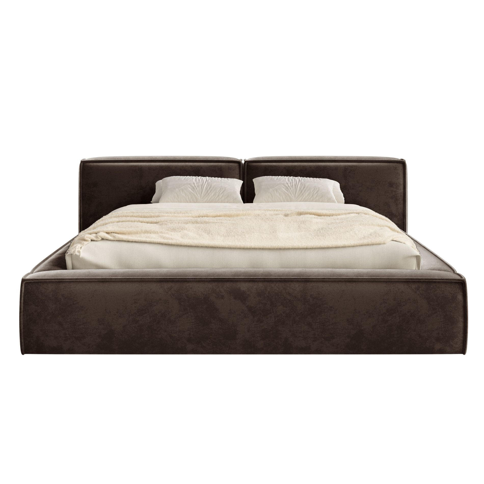 POLSTERBETT Tilves Low Braun 200x200 cm - Schwarz/Braun, Kunststoff/Textil (200/200cm) - Selsey