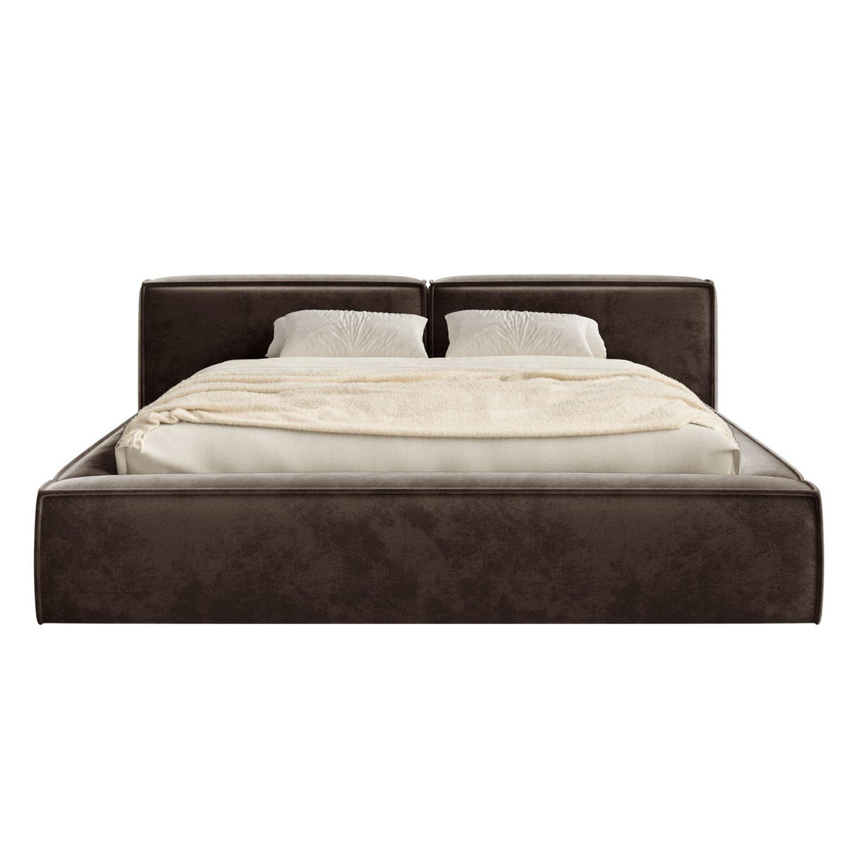 POLSTERBETT Tilves Low Braun 200x200 cm - Schwarz/Braun, Kunststoff/Textil (200/200cm) - Selsey