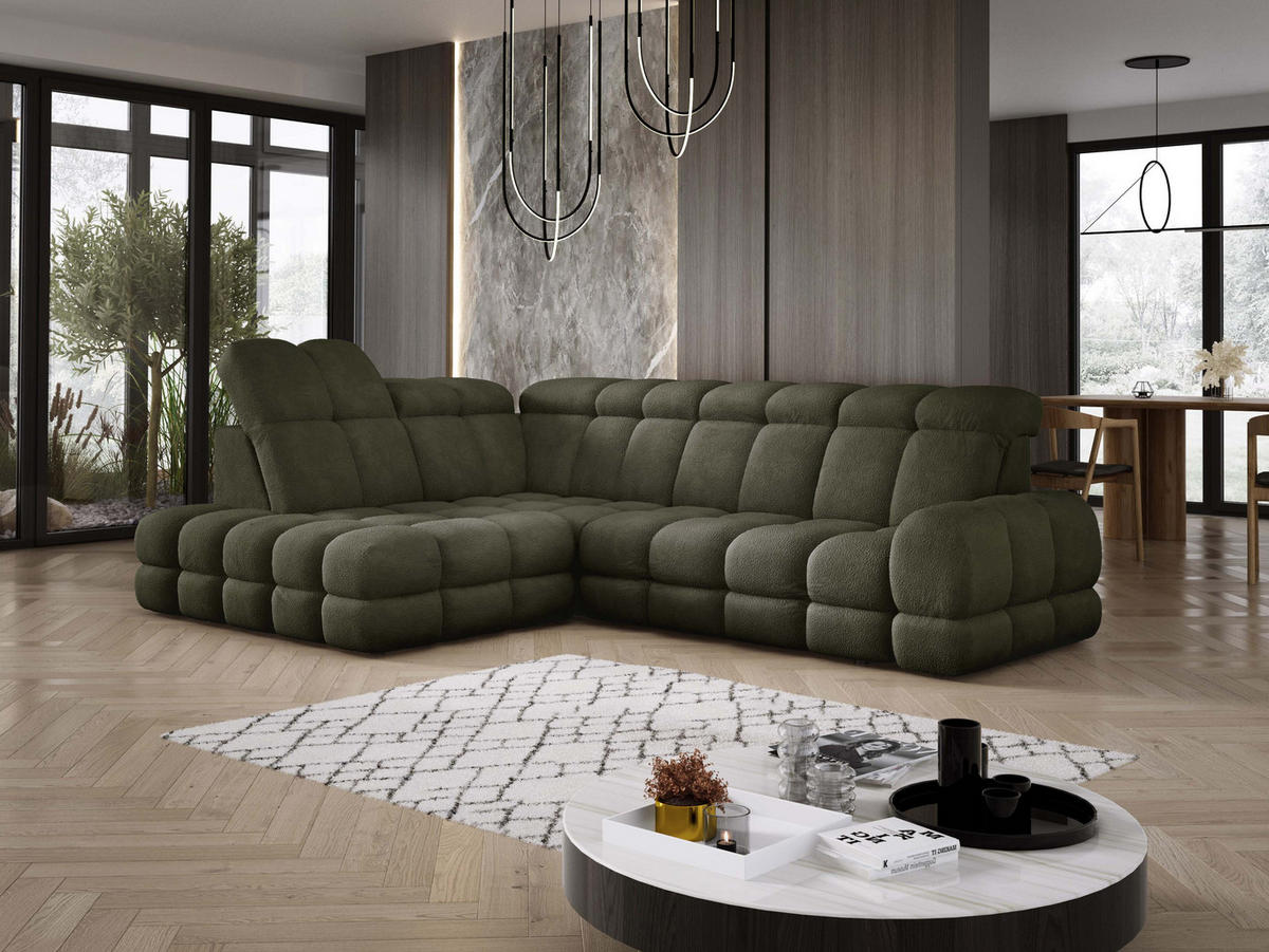 ECKSOFA TOLLO Anthology-stoff L-form 302x217x105 cm grün - Waldgrün, Holz/Textil (302/217cm) - DomoHome