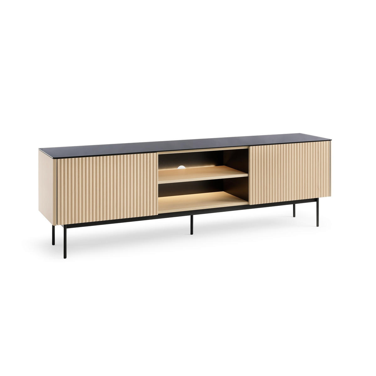 LOWBOARD VELLUTO 180/57/39 cm, Eichefarben - Eichefarben/Naturfarben, Holzwerkstoff (180/57/39cm) - MASSENO