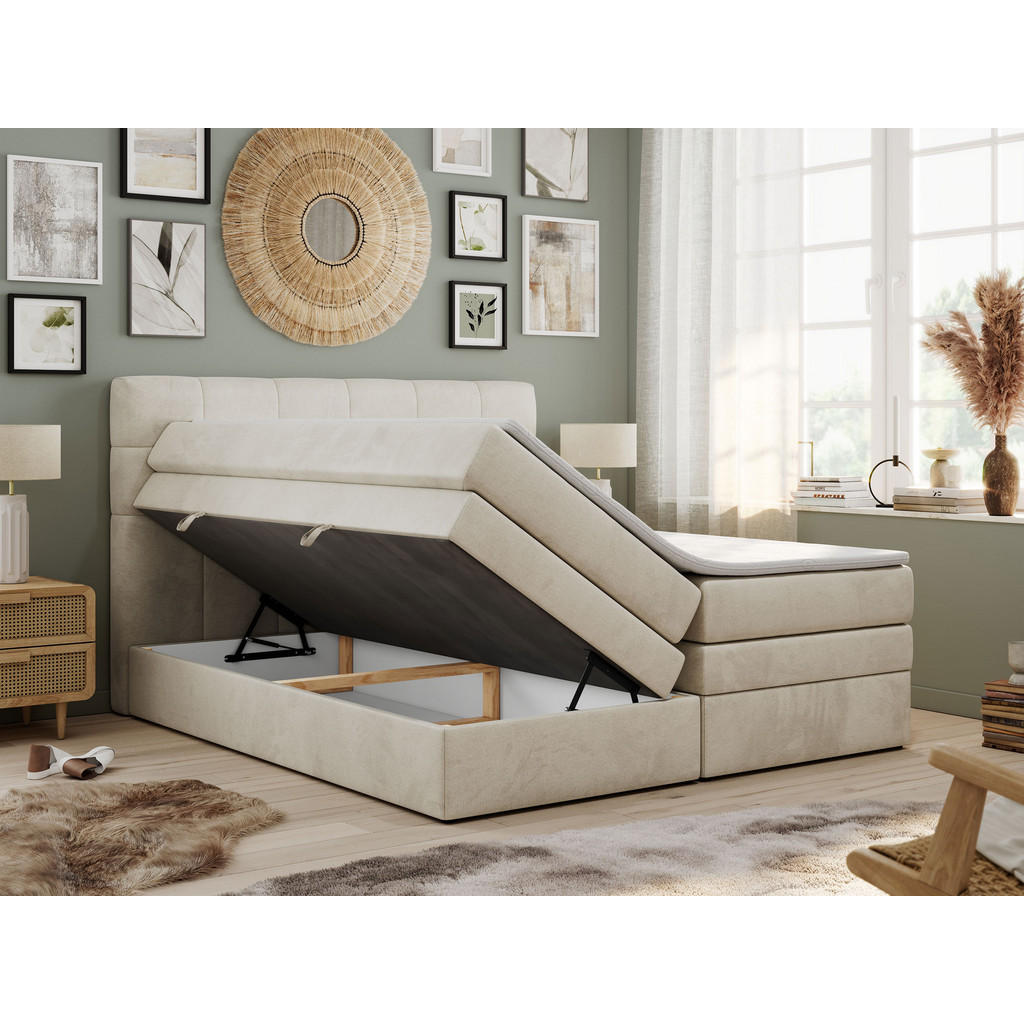 Thumbnail - MKS Boxspringbett, Beige, Textil, 2-Sitzer, H4, Rechteckig, 120x200 cm, Schlafzimmer, Betten, Boxspringbetten