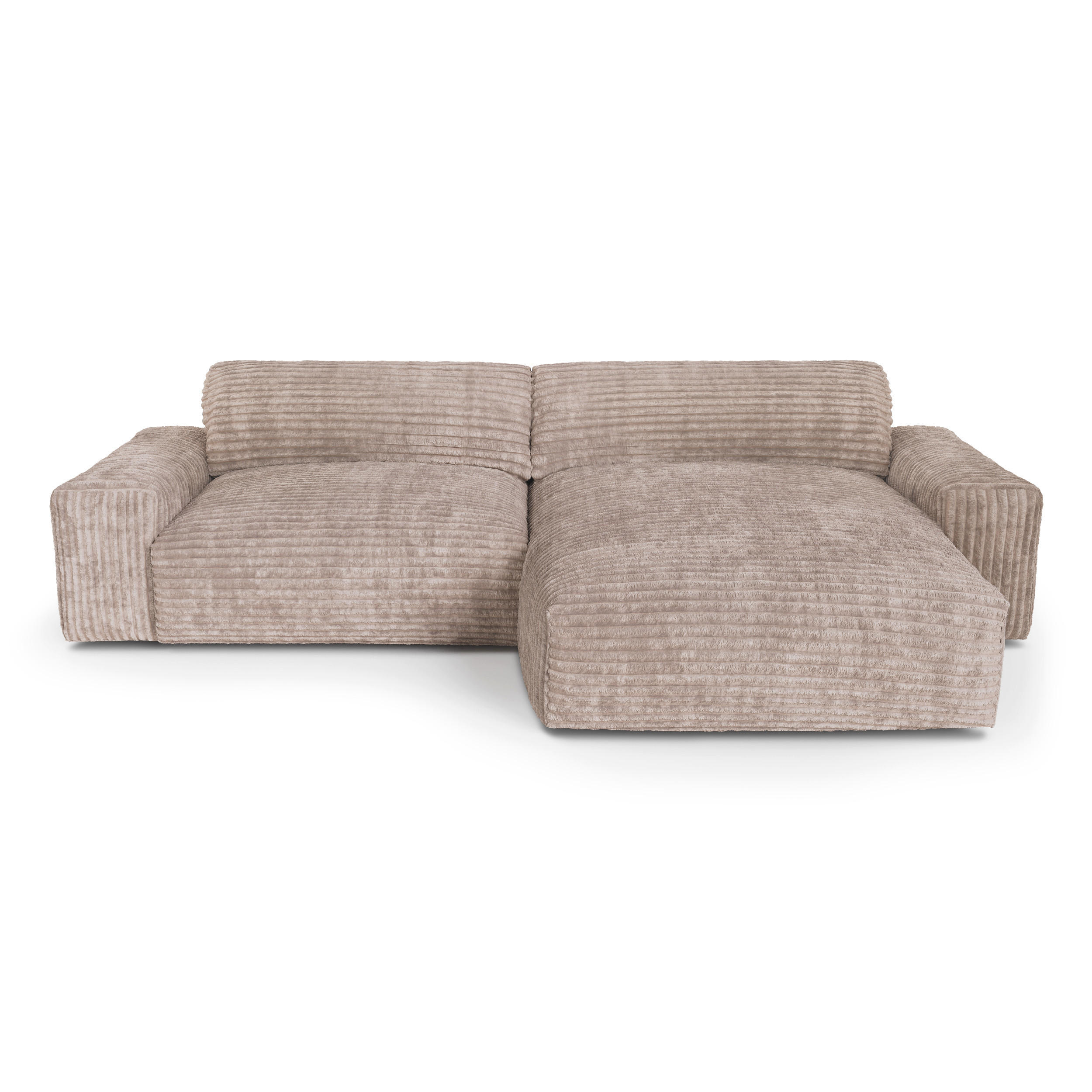 ECKSOFA RECHTS Gerippter Samt XXL Taupe 220cm - Taupe, Textil (220/120cm) - Sia Home