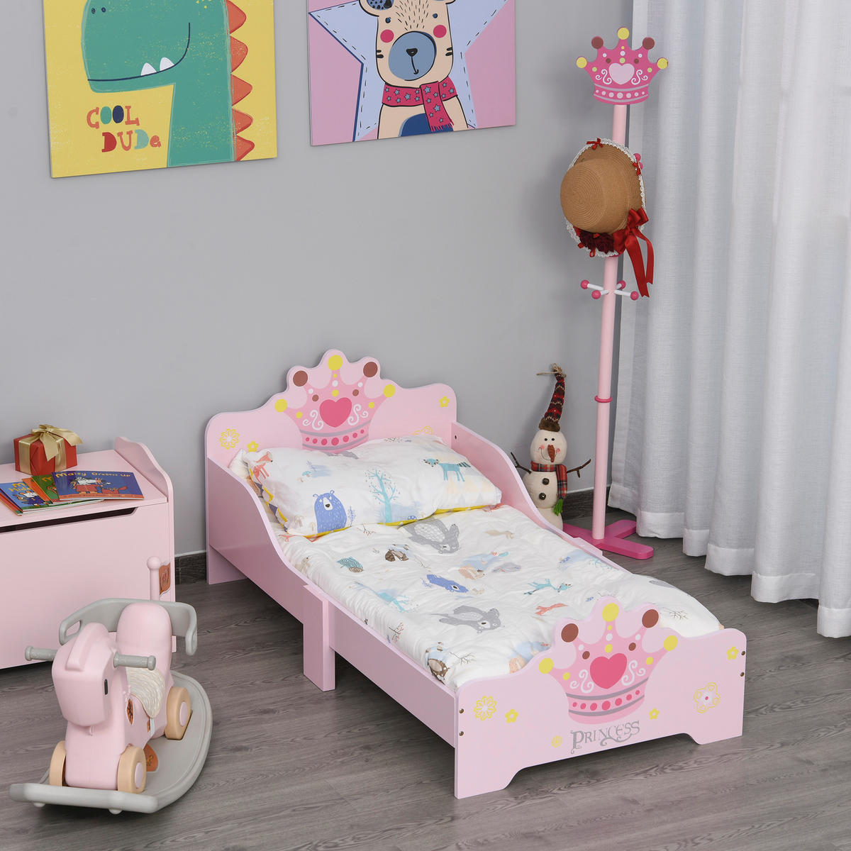 KINDERBETT 140x70 cm DE-14534 mit Prinzessinnen-Krone Rosa - Pink, Holzwerkstoff (70/140cm) - ComfortXL
