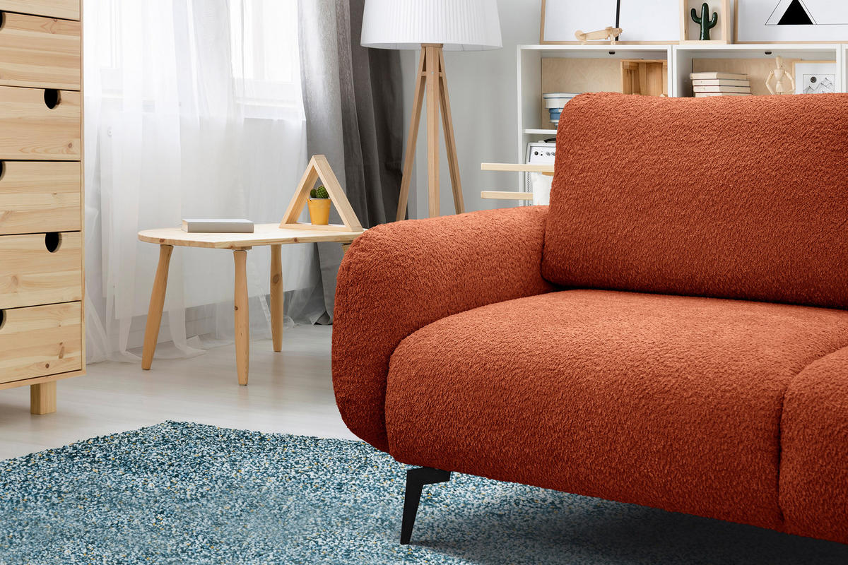 SOFA FEBE 3-Sitzer, dunkelorange - Dunkelorange/Schwarz, Holz/Textil (190/82/96cm) - Courtois Laville