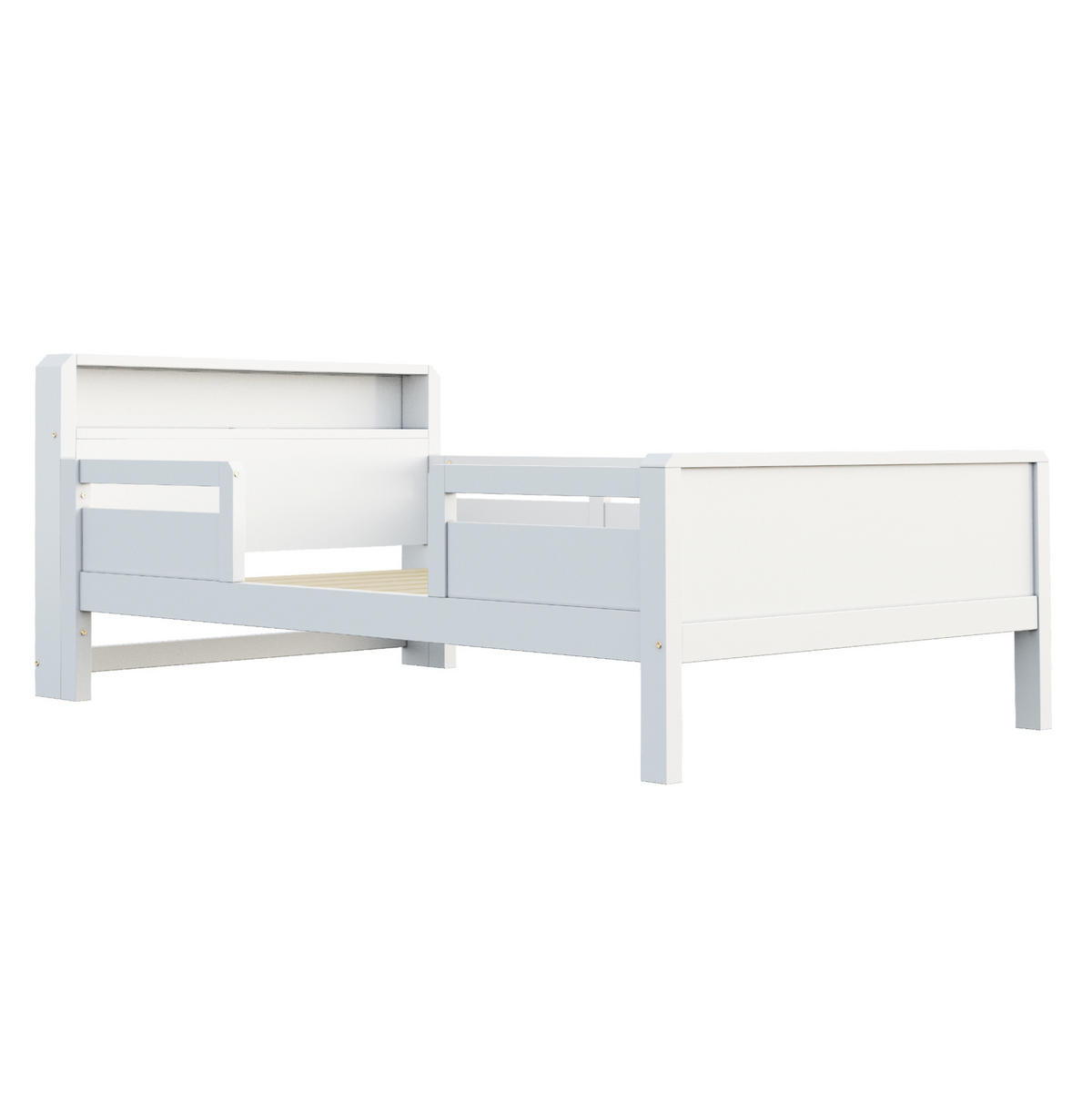 KINDERBETT 90/200 cm Weiß aus Kiefernholz mit LED-Beleuchtung und USB-/Type-C - Weiß, Holz (90/200cm) - Flora Grace