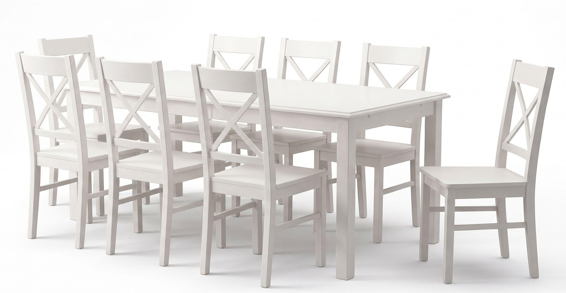 ESSZIMMER-SET Belluno Elegante 9-tlg Kiefer Weiß 150-197 / 93 / 75cm - Weiß, Holz (197/75/93cm) - Feldmann-Wohnen