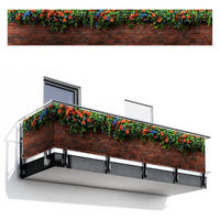 BALKON-SICHTSCHUTZ Blumen - Wand - Grün - Orange - Rotbraun, Kunststoff (500/85cm) - MuchoWow