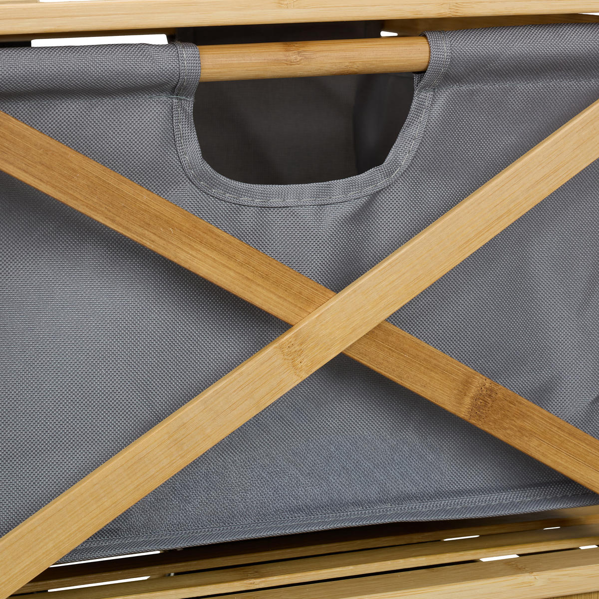 WÄSCHEKORB - Hellbraun, Holz/Textil (40/95/33cm) - Relaxdays