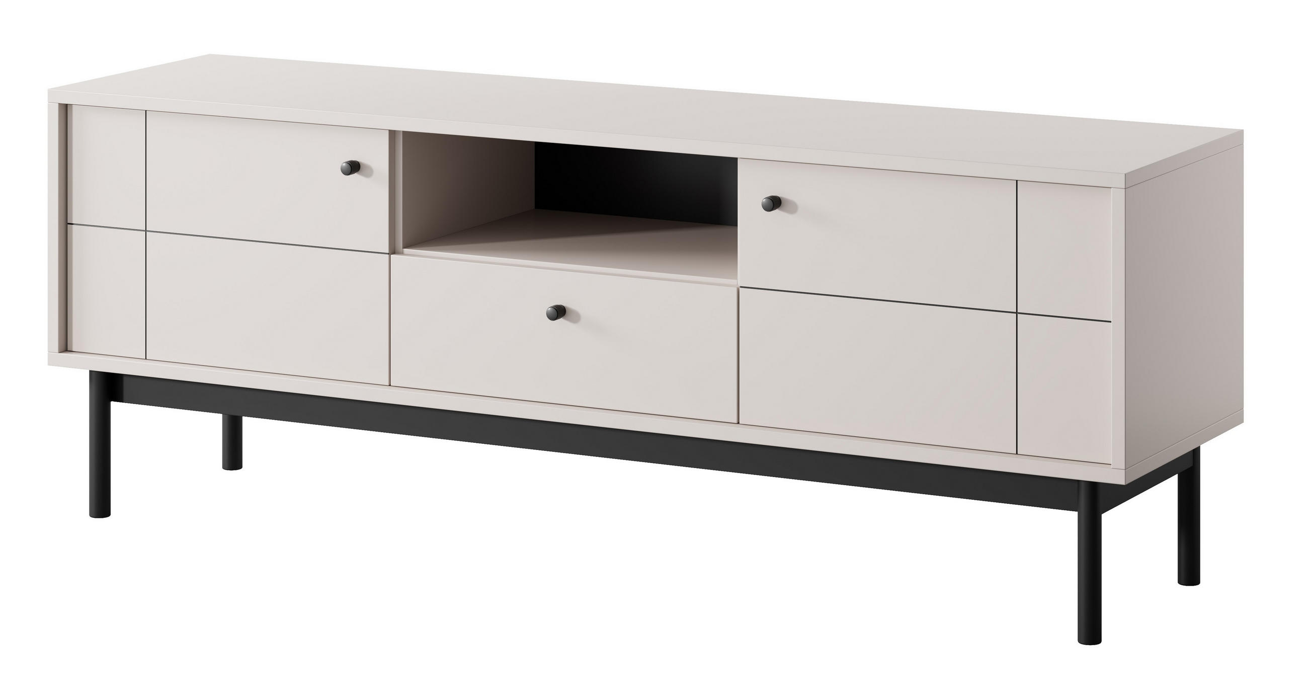 TV-BOARD mit Schublade Lunaris - 155 cm, Beinen, Kaschmir - Kaschmir, Holz (153/57/39cm) - Emporius