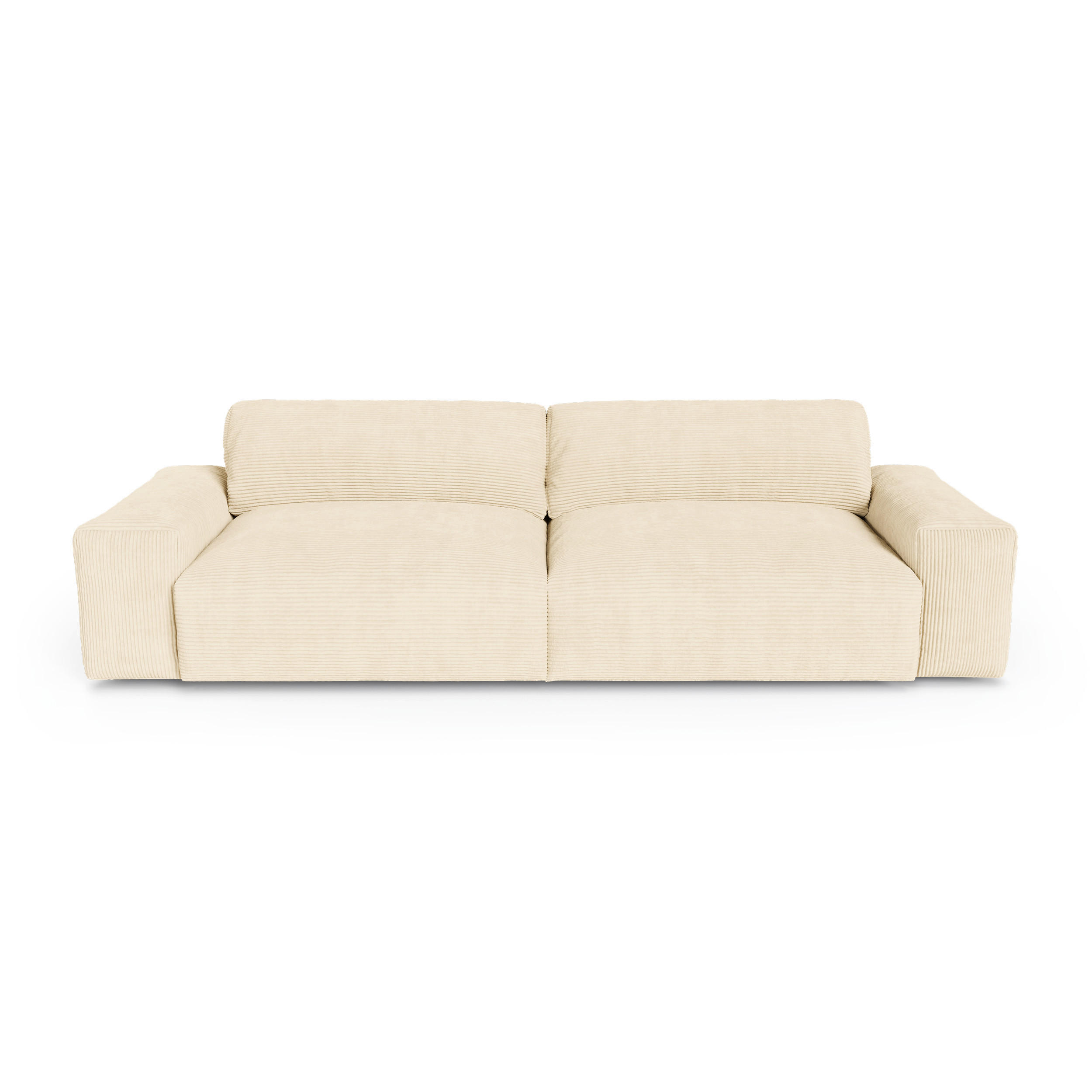 SOFA 3-SITZER Gerippter Samt Creme 220cm - Creme, Textil (220/47/120cm) - Sia Home