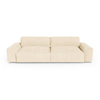 SOFA 3-SITZER Gerippter Samt Creme 220cm - Creme, Textil (220/47/120cm) - Sia Home