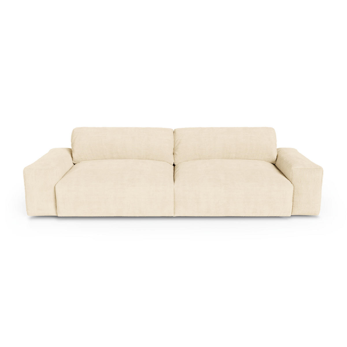 SOFA 3-SITZER Gerippter Samt Creme 220cm - Creme, Textil (220/47/120cm) - Sia Home