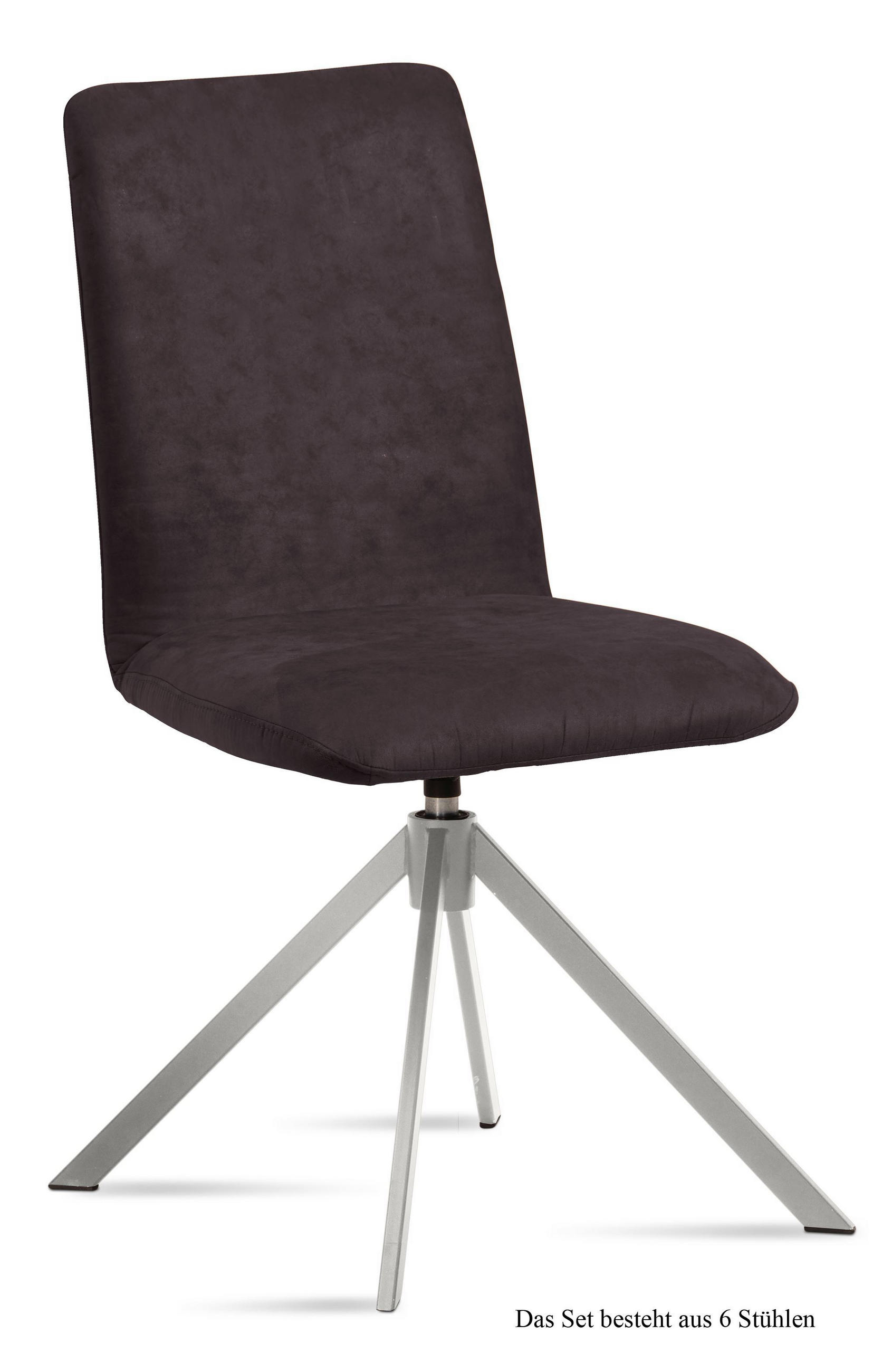ESSZIMMERSTUHL drehbar (6er-Set) Dozene 47x92x60 Edelstahl/Espresso - Edelstahlfarben/Dunkelbraun, Kunststoff (60/92/47cm) - 58aufmkessel