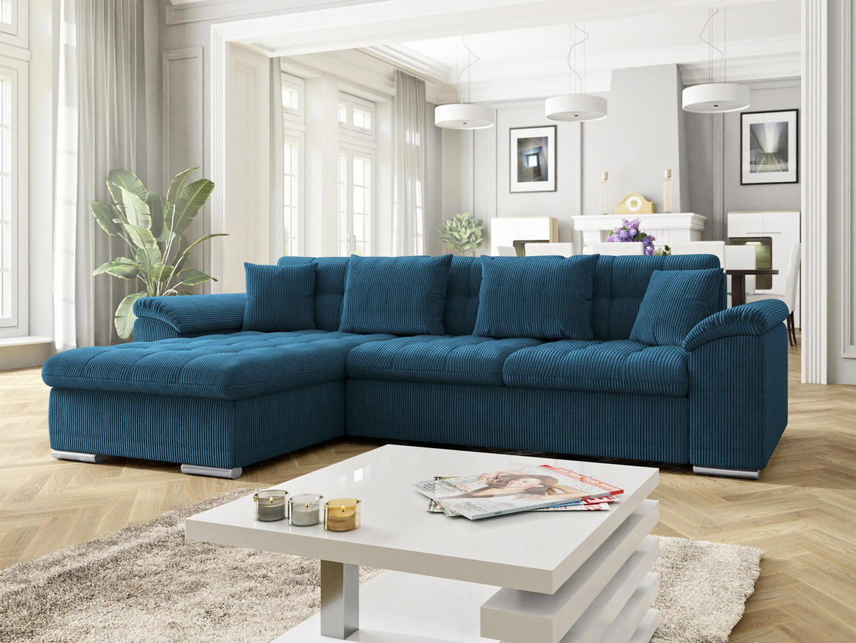 COLTAR Diana Reiat, Stanga - albastru închis, material textil/lemn (280/160cm) - MIRJAN24