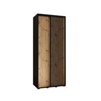 SCHWEBETÜRENSCHRANK 235,2/100/60 2-türig - Schwarz/Eiche Artisan, Holz/Metall (100/235/60cm) - Abiks Möbel