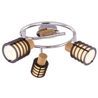 LED DECKENLEUCHTE VICI Holzoptik Braun - Braun, Holz (25/25/14.5cm) - Globo Lighting