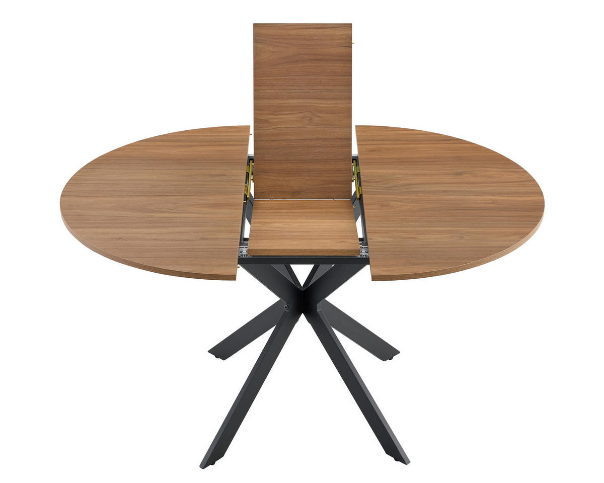 ESSTISCH 137/137/76 cm nussbaumfarben aus Metall ausziehbar mit Dreibein-Gestell - Walnussfarben, Metall (137/137/76cm) - OKWISH