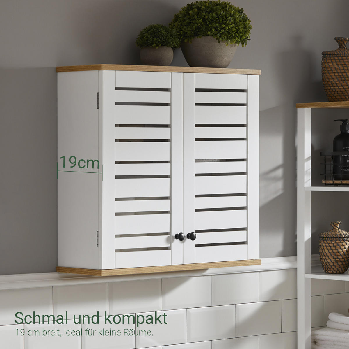 HÄNGESCHRANK Weiß - Weiß, Holzwerkstoff (60/56/19cm) - SoBuy