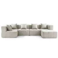 WOHNLANDSCHAFT Bouclé-Stoff Cremebeige - Beige, Textil (340/73/190cm) - MILYsofa