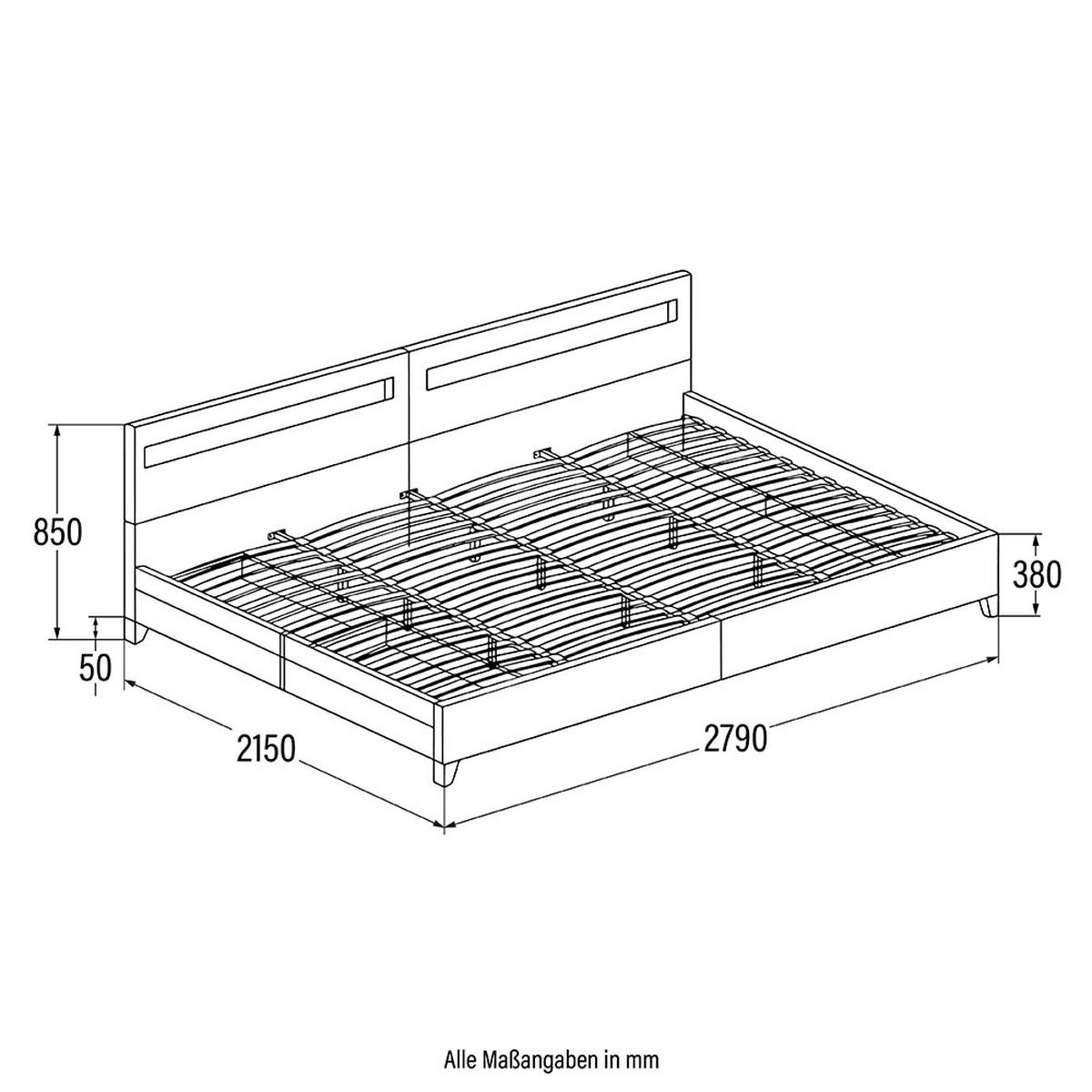 LED BETT NUBE - Schwarz, ohne Matratze - Schwarz, Kunststoff - Home Deluxe