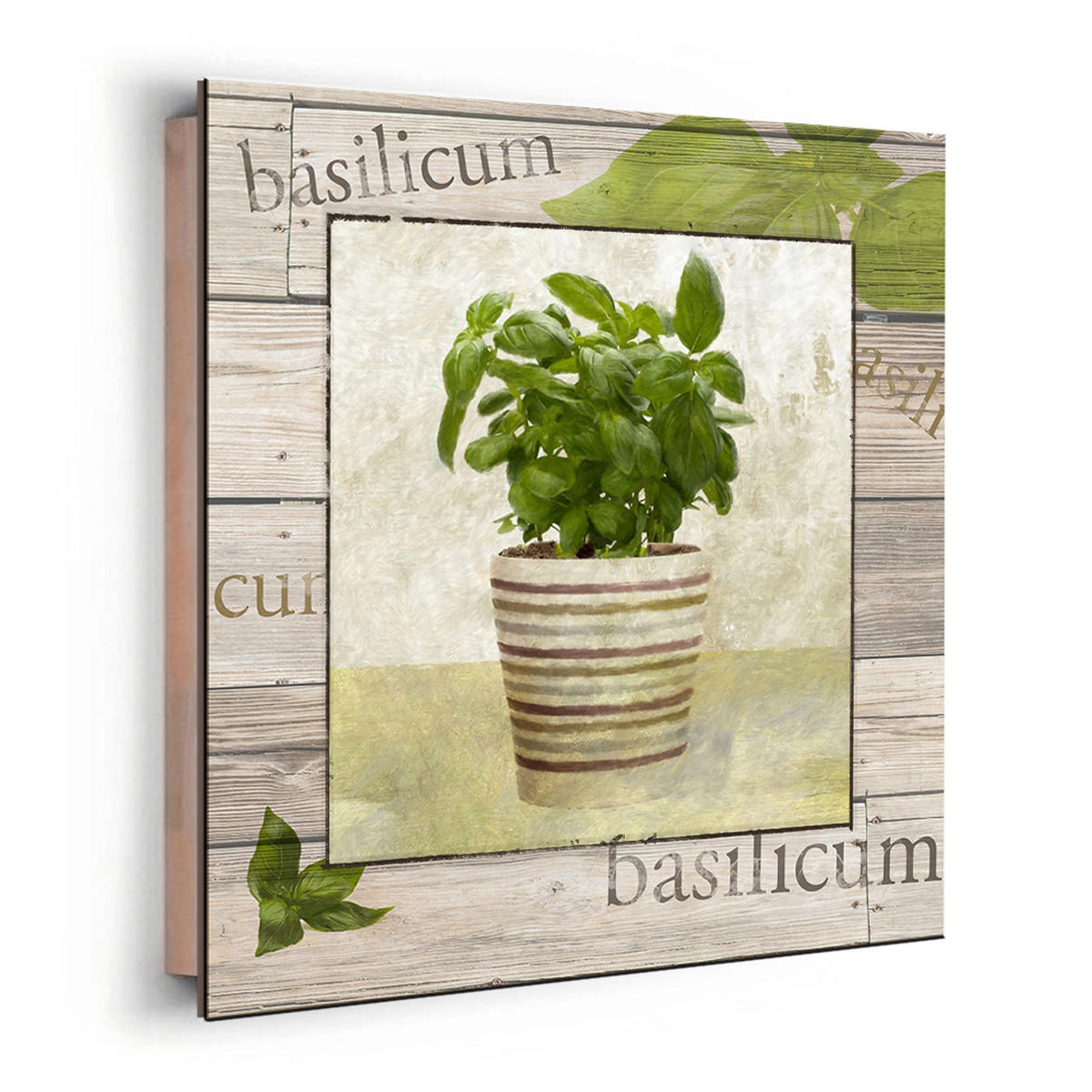 BILD 30x30 cm Küche Kräuter Basilikum - Beige, Holzwerkstoff (30/30/2cm) - artissimo