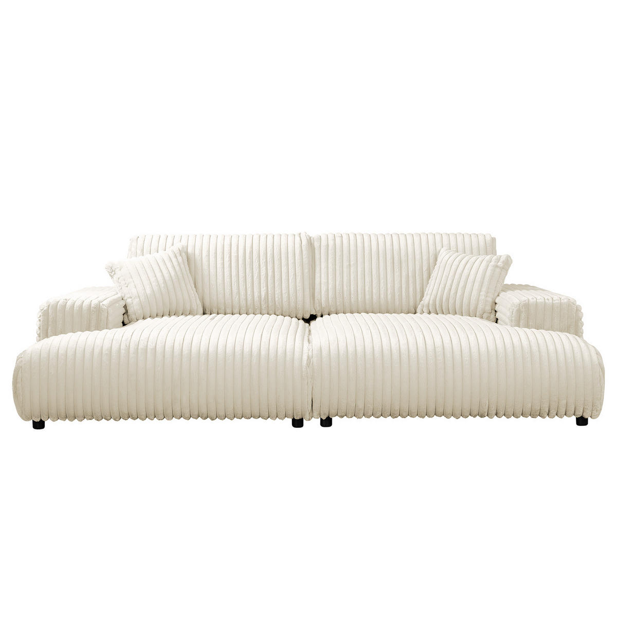 BIGSOFA - Creme/Schwarz, Kunststoff/Textil (237/79/144cm) - home24