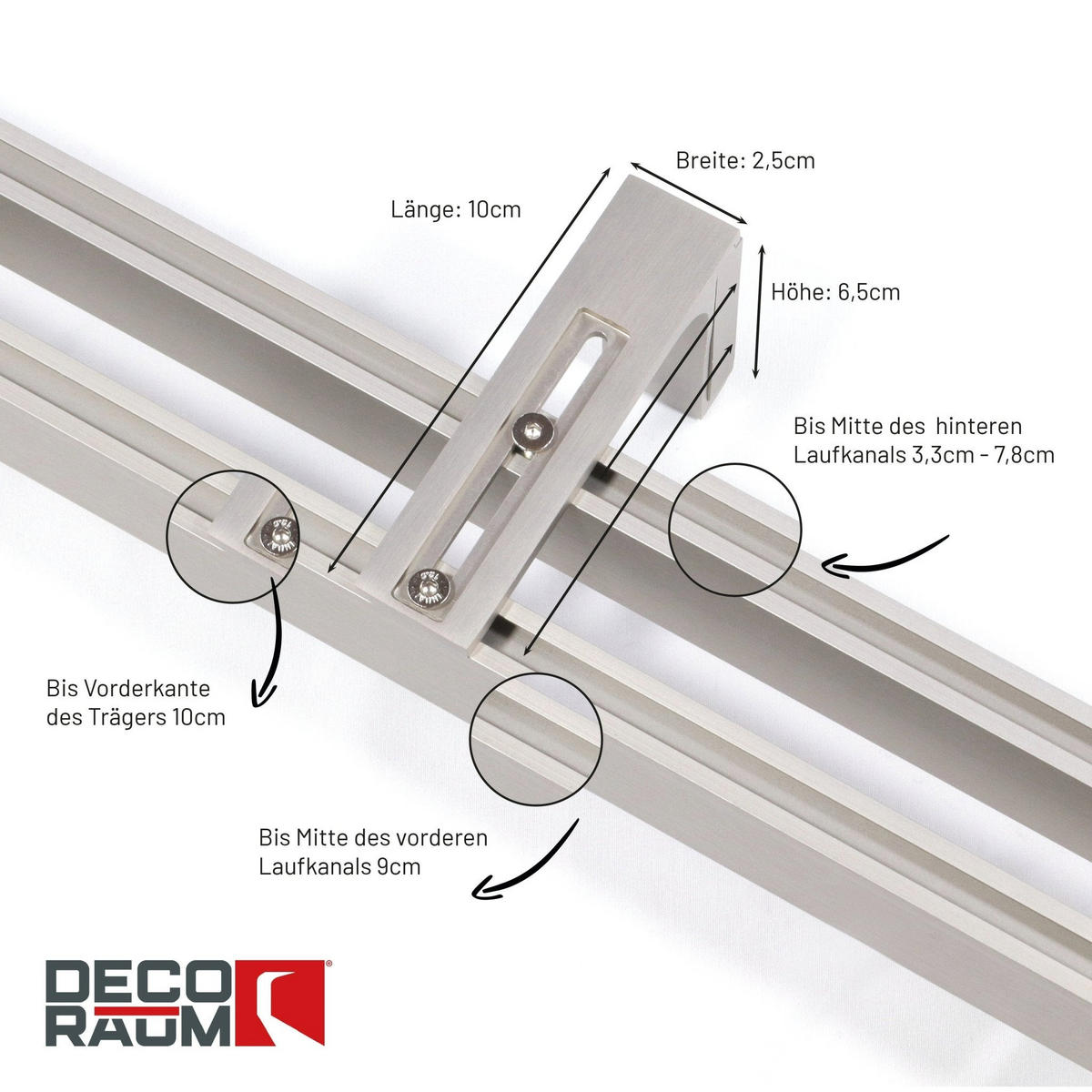 GARDINENSCHIENE 2-lauf Loft - Silberfarben, Metall (270cm) - Deco-Raum