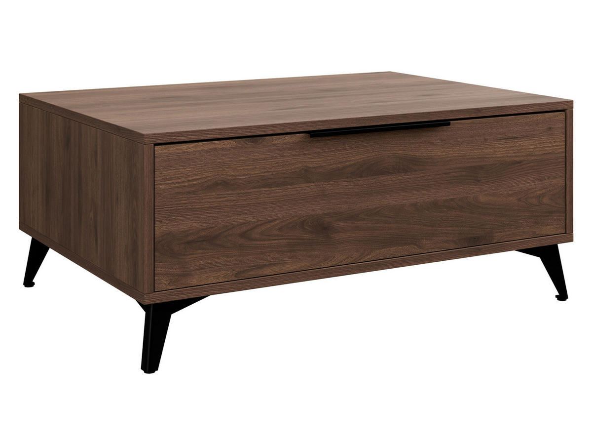 COUCHTISCH Xylix Bis 1SZ - Nussbaumfarben/Schwarz, Holzwerkstoff/Metall (75/104/45cm) - MIRJAN24