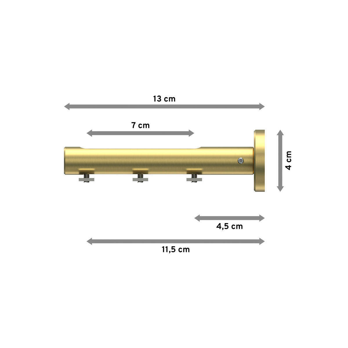 TRÄGER FÜR INNENLAUFSTANGEN 20 mm Ø, Siteno Langloch 1 bis 3-läufig, Messing-Optik - Messingfarben, Metall (13/4/4cm) - INTERDECO